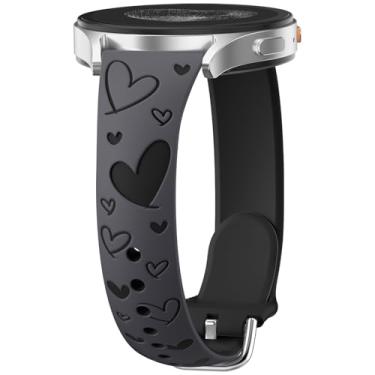 Imagem de Wepro Pulseira de silicone fina gravada de 20 mm para Samsung Galaxy Watch 7 6 5 4 FE Active 2 de 40 mm e 44 mm para Samsung Watch 6 4 Classic de 43 mm, 47 mm, 42 mm, 46 mm, 5 Pro, 45 mm, preta, preta