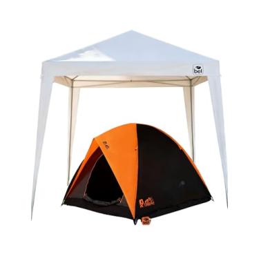 Imagem de Kit Barraca 6 lugares Pessoas de Acampamento Camping Reforçada Impermeável Resistente + Tenda Gazebo 2x2 Branca
