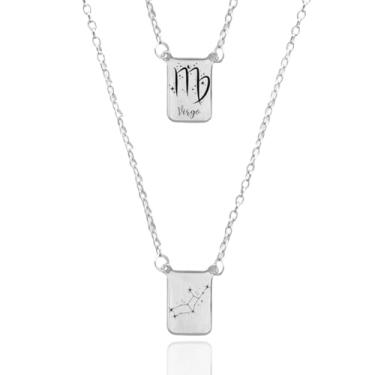 Imagem de Colar Escapulário Virgem Signo do Zodíaco Astros Constelação Aço Inox