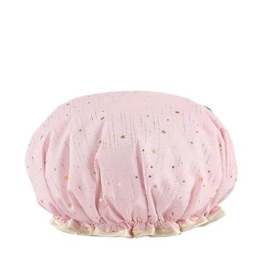 Imagem de Touca De Banho Impermeável Camada Dupla Elástico (Rosa)