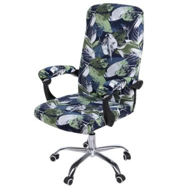 Imagem de Smiry Capa para cadeira de escritório de computador com estampa elástica com capas de apoio de braço, capa de cadeira giratória universal removível e lavável, protetor de elastano antipoeira com zíper