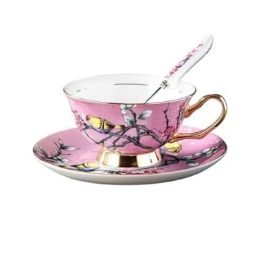 Imagem de Conjunto de chá doméstico moderno europeu de porcelana de osso de cerâmica xícara de chá da tarde britânica xícaras de café vintage utensílios para bebidas