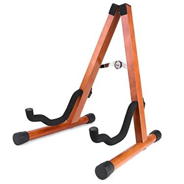 Imagem de Vroomoto Suporte de guitarra de madeira maciça portátil de madeira de bétula, suporte removível para instrumento de cordas para guitarras acústicas elétricas e baixo