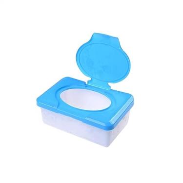 Imagem de Suporte para caixa de lenços secos e úmidos, estojo de armazenamento, dispensador de guardanapos, lenços de papel, porta-guardanapos, porta-lenços, recipiente, porta-lenços faciais, capa (azul)