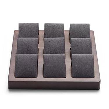 Imagem de Suporte de exibição de joias, bandeja de joias de madeira maciça, brincos cartões com 9, vitrine para e coleção de pingentes, organizador de joias (A)