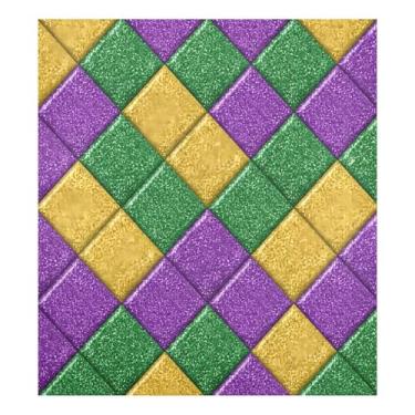 Imagem de Blueangle Mardi Gras Diamond Grid capa de ímã de máquina de lavar louça, decoração da capa frontal da máquina de lavar louça, adesivos de eletrodomésticos, adesivos de eletrodomésticos, 58 cm C x 66