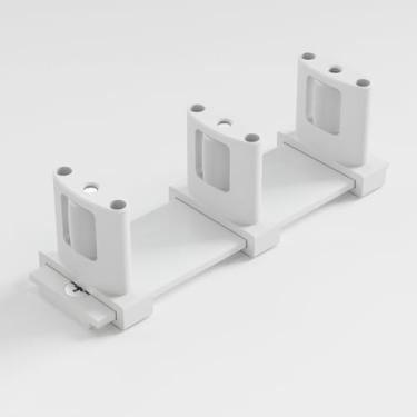 Imagem de BONIKLUBA Guia de piso de porta de armário de tapume, guia de porta de celeiro para parte inferior, guia de piso de porta de desvio ajustável, design de 3 rolos, branco (1 peça)