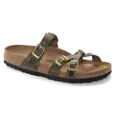 Imagem de Birkenstock Franca Sandálias femininas de couro oleado, verde-oliva, EU 40 (EUA 9-9,5)
