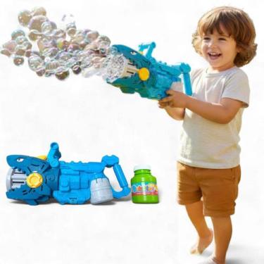 Imagem de Pistola Bolhas Sabão Brinquedo Tubarão Eletrica Diversão Lazer Festa I