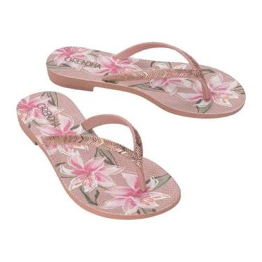 Imagem de Sandália Feminina Rasteirinha Grendha Amor em Flor Lançamento, Rosa, 3