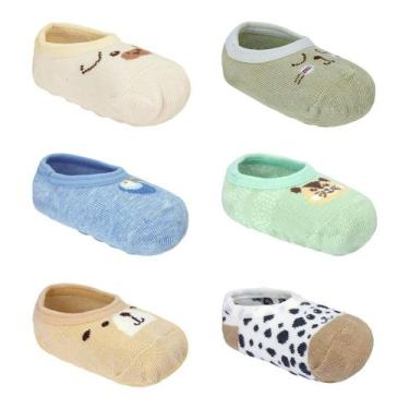 Imagem de Kit 3 Pares Meia Sapatilha Menino Bebê Antiderrapante Pimpolho Tamanho