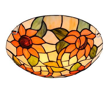Imagem de Luminária de teto Tiffany, luminária de teto LED com vitral, decoração com cúpula em formato de girassol, lustre pendente para cozinha, quarto, sala de estar, corredor e banheiro, lâmpada E2