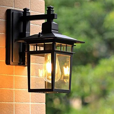 Imagem de Luminária de parede externa clássica E27 preta à prova d'água IP44, estilo vintage industrial moderno, ideal para corredores, pavilhões, varandas, jardins, escadas, caminhos e iluminação ext