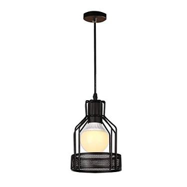Imagem de Luminária de teto semi-embutida rústica estilo industrial vintage ® 220v Mini luminária pendente retrô com cúpula de metal para lâmpadas E27, preta