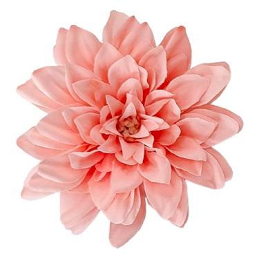 Imagem de Flores artificiais de dália rosa coral de 12 cm a granel, 30 peças de cabeças de flores falsas para artesanato, flores falsas grandes para festa de casamento, escritório em casa, chapéu, decoração de
