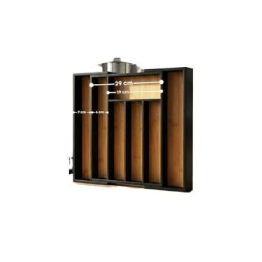 Imagem de porta talher em bambu organizador de gaveta(Extensível preto)