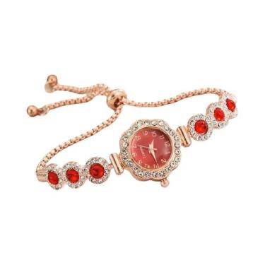 Imagem de Relógio De Quartzo Feminino Com Strass, Pulseira Elegante, Presente Pa