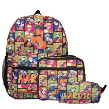 Imagem de Kit Mochila Naruto Grande Alça Costa Resistente Passeio Aula - TOYS 2U