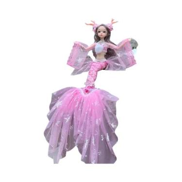 Imagem de Boneca Sereia De 45cm Com Olhos Azuis, Vestido De Princesa, Brinquedo 