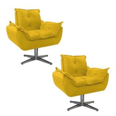 Imagem de kit 02 Poltronas Opala Base Giratória de Metal Sintético - Amarena Móv