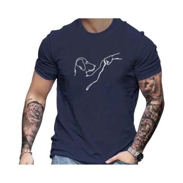 Imagem de Camiseta Masculina Slim Fit De Verão 100% Algodão Com Estampa De Desen