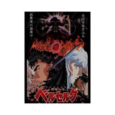 Imagem de Quadro De Madeira A4 Anime Berserk Com Impressão Em Tela De Guts E Gri