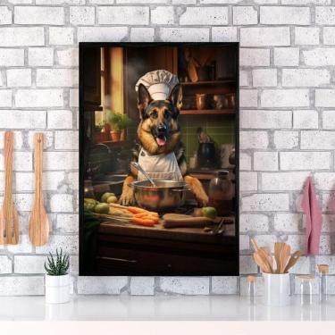 Imagem de Quadro Para Cozinha Cão Raça Pastor Alemão 33X24Cm