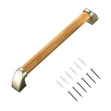 Imagem de Cabo de madeira maciça para banheiro, alça de segurança, alça auxiliar interna para cozinha, quarto, banheira, banheiro, barras de apoio para idosos