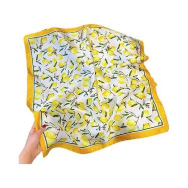Imagem de Lenço De Seda Feminino 70x70cm Com Estampa Paisley, Xale Quadrado De L