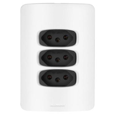 Imagem de Conjunto 3 Tomadas 10A - Alumbra Gracia Branco / Preto