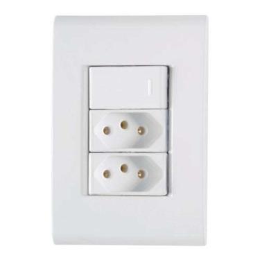Imagem de Conjunto Interruptor Simples + 2 Tomadas 10a - Linha Liz - Tramontina