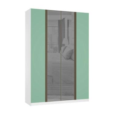 Imagem de Guarda Roupa 4 Portas 159,2 Cm Prata Branco Com Verde Jade
