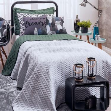 Imagem de Kit Cobre Leito 5 Peças Solteiro Colorful To Decorando 100% Poliéster - Street House Verde Militar