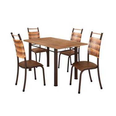 Imagem de Conjunto Chicago 04 Cadeiras com Base Paraná BM Tubulares, BP Noce Oro