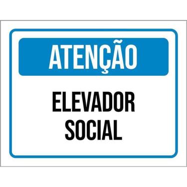Imagem de Kit 3 Placas Atenção Elevador Social