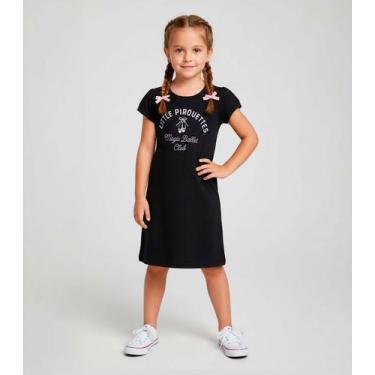 Imagem de Vestido Infantil Manga Curta Estampado Select Preto, 8, Preto