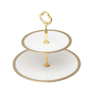 Imagem de Prato Duplo de Doces Wolff Paddy de Porcelana Branco 27cm