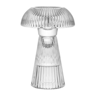 Imagem de Castiçal Mushroom Lines 10cm x 10cm x 15cm Vidro Lyor