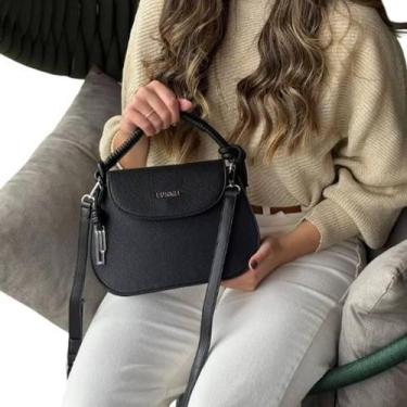 Imagem de Bolsa Feminina Preta Transversal Com Alça De Mão E Ombro - LYSSA