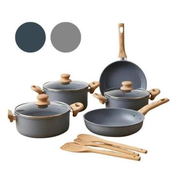 Imagem de Jogo De Panela 08 Peças Antiaderente Indução Tampa De Vidro - Fratelli