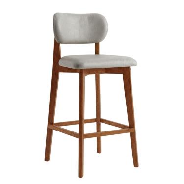 Imagem de Banqueta em Madeira Laura Estofada Couríssimo Palha CCS