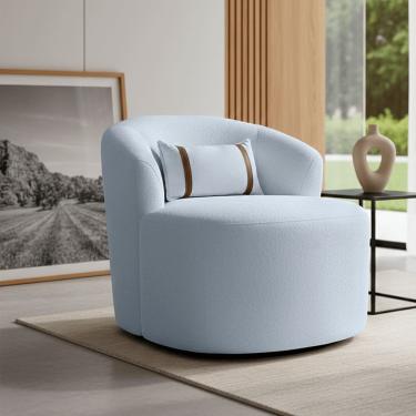 Imagem de Puff Poltrona Decorativa Orgânica Roma Sala Bouclé Com Almofada