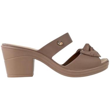 Imagem de Tamanco Feminino Basic Laço Plataforma Salto Baixo Miss Miss, Nude, 35