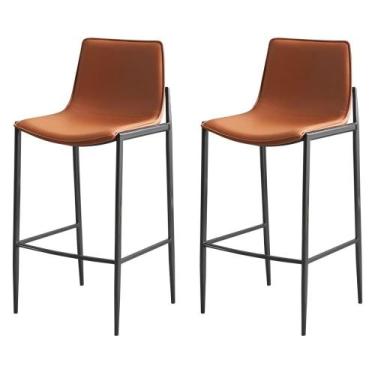 Imagem de Kit 2 Banquetas Altas Eulália Rivatti 103 cm (Altura) em PU Marrom com