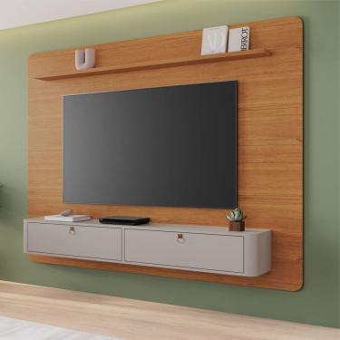 Imagem de Painel para Tv 65 Polegadas Arcos 182x162cm Detalhes Curvos e Portas Báscula Cinamomo/Off-White