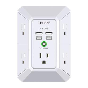 Imagem de Protetor de sobretensão de carregador de parede USB QINLIANF 5 Outlet 