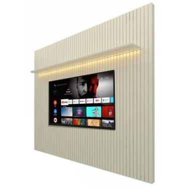 Imagem de Painel para TV 2.3 Ripado com LED Nobre Off White - Gelius Móveis