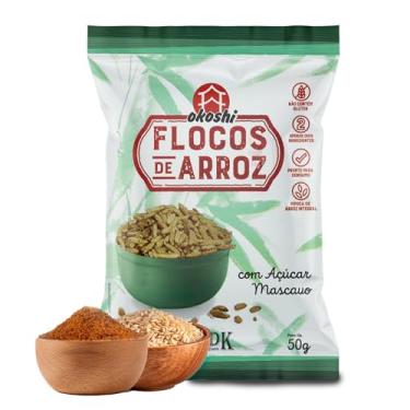 Imagem de OKOSHI - Flocos de Arroz com Açúcar Mascavo - Snacks Saudáveis de Baixa Caloria, Lanches Fit para a Dieta - Vegano, Sem Glúten, Sem Lactose, Sem Gordura Trans, Kosher - 50g