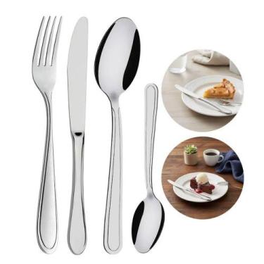 Imagem de Faqueiro 24 Peças Garfo Faca Colher Para Sobremesa Inox Linha Bronze E