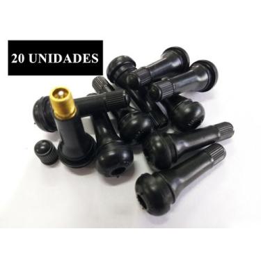 Imagem de Kit 20 Bico de Roda Liga Leve e Ferro Carro Moto Modelo 414 Pneu - Bre